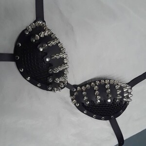 Studded A, B & C Cup Black Leather Bra - Etsy