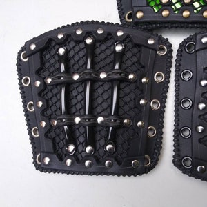 UV Green Cyber Post-apocalyptic Black Leather Gauntlet - Etsy