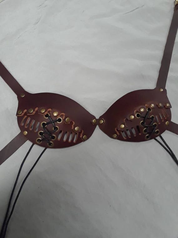 Brown leather bra Clearance