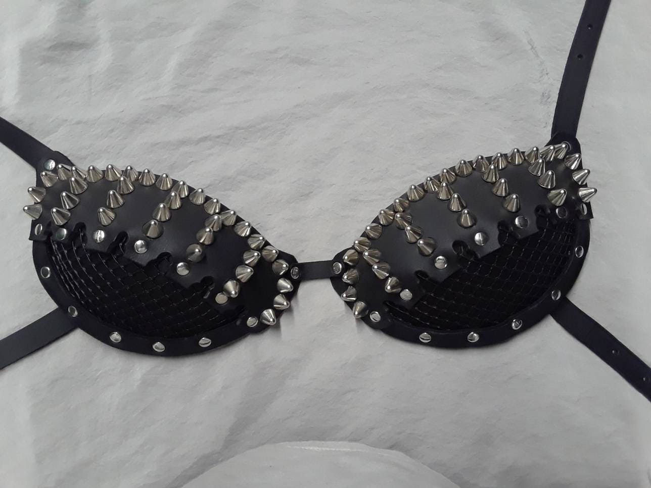 Silver Studded D & DD Cup Leather Bra | Etsy