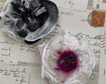 Funky knitted flower brooch, pin ,badge, gift. Galentine gift , Mothers Day