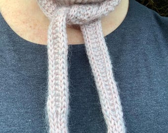 Knitted Sophie   scarf mohair  and silk , neck tie, short scarf, neckerchief , triangle,  uk seller
