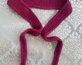 Knitted Sophie Scarf, pink ,  Acrylic Neck Tie, skinny scarf Mother's Day