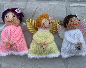 Knitted Fairy Angel Gift: Personalised Tag, Heart Charm