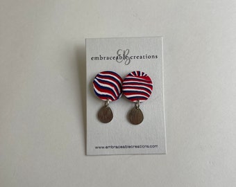 Buffalo Bills Red White and Blue Earrings with Silver Accent