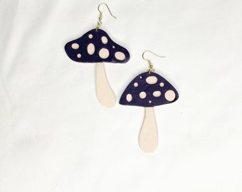 The Shroomie Earring - Purple Earring Gift for Her Polymer Clay