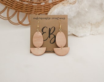 Copper colored polymer clay earrings gift for her