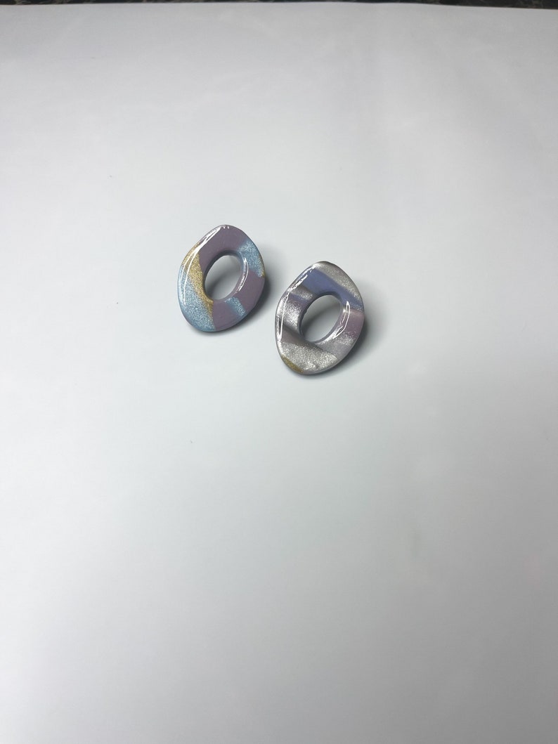 The O in Lavender Dream Earring Gift for Her Polymer Clay purple earrings lightweight stud earrings image 1