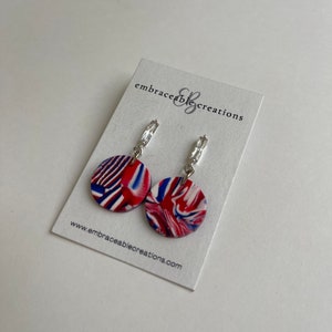 Buffalo Bills Red White and Blue Earrings with Silver Accent