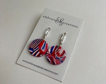 Buffalo Bills Red White and Blue Earrings with Silver Accent