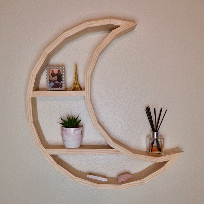 Wood Moon Shelf Etsy