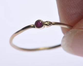 Ruby gemstone stack ring in recycled 14kt yellow gold, ethical engagement ring