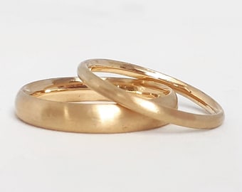 18 ct gold wedding rings, sand gold, champagne gold