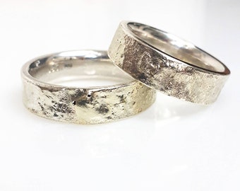 Reticulated silver and 14ct gold wedding ring, recycled metal