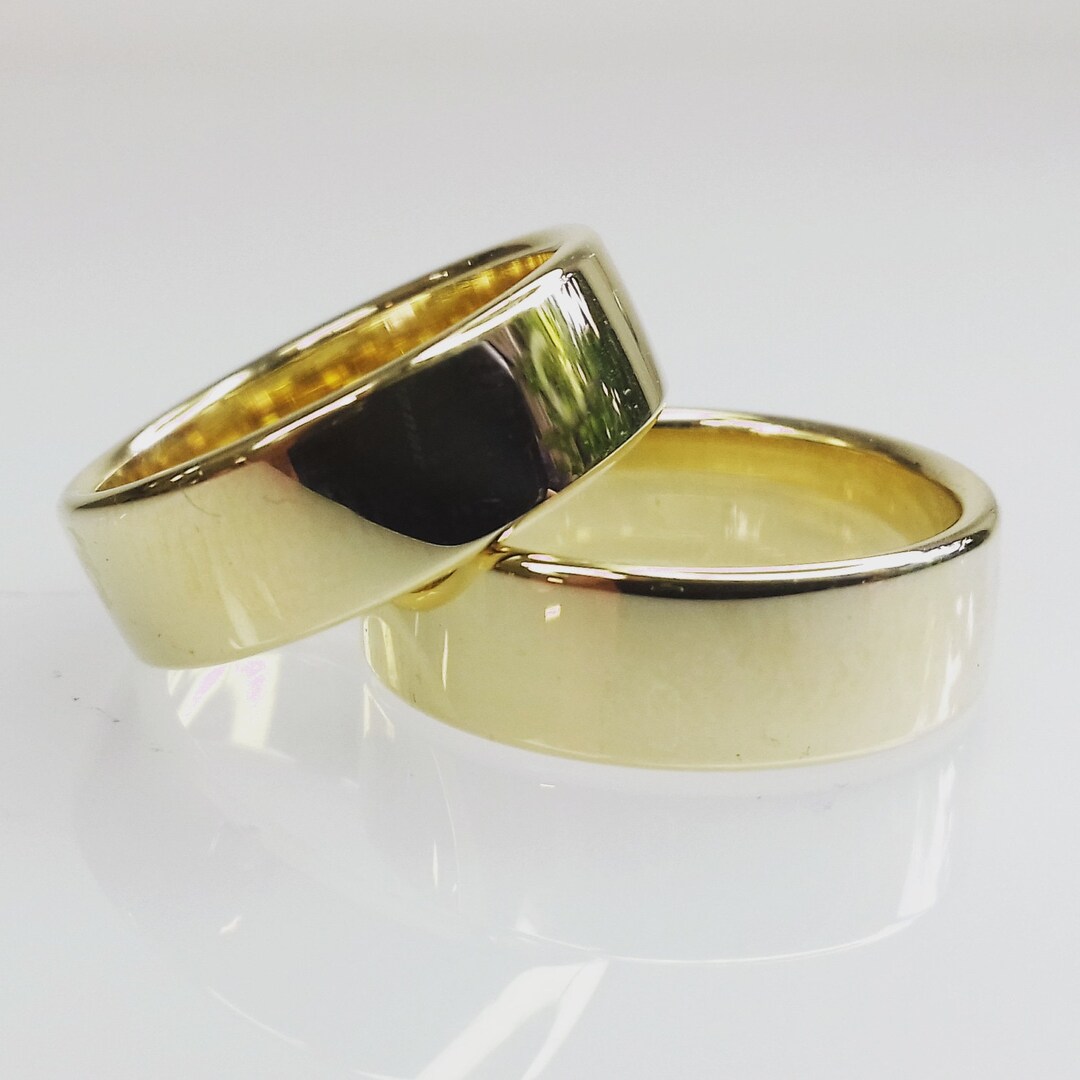 Wide Gold Wedding Rings Gold Wedding Bands Ethical Gold Etsy