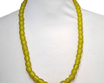 Yellow glass beads, recycled glass, sandcast, Ghana