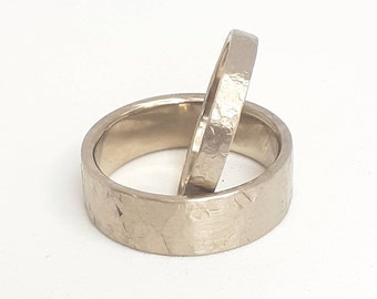 Hammered gold, textured gold wedding rings