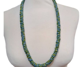 Handmade green glass beads