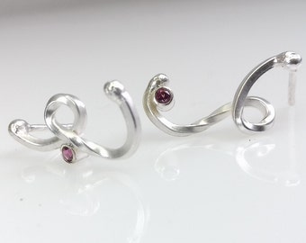 Recycled silver curly, floral, twig, organic earrstuds