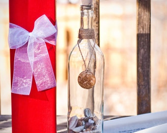 Personalized Gift for Him or Her- Message In A Bottle- Stranded