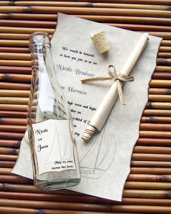 Wedding Invitation Message in A Bottle Signature sample Etsy