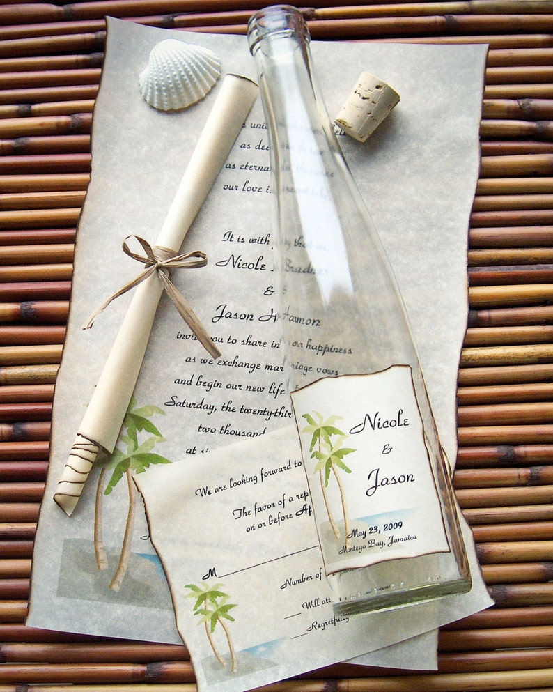 Message In A Bottle Premiere Wedding Invitation Sample Paradise image 1