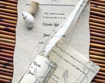 Message In A Bottle Premier Wedding Invitation Sample - Anchors Aweigh