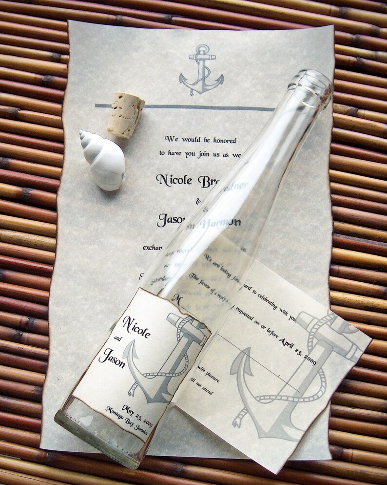 Message in A Bottle Premier Wedding Invitation Sample Anchors Aweigh
