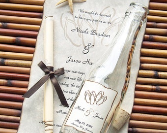 Message In A Bottle Signature Wedding Invitation Sample - Beachcomber