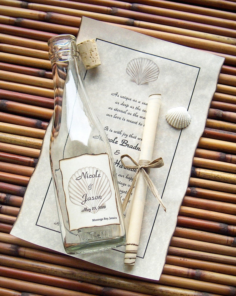 Message In A Bottle Signature Wedding Invitation Sample Seaside image 1