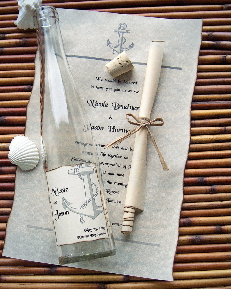 Message in A Bottle Premier Wedding Invitation Sample Anchors Aweigh Etsy