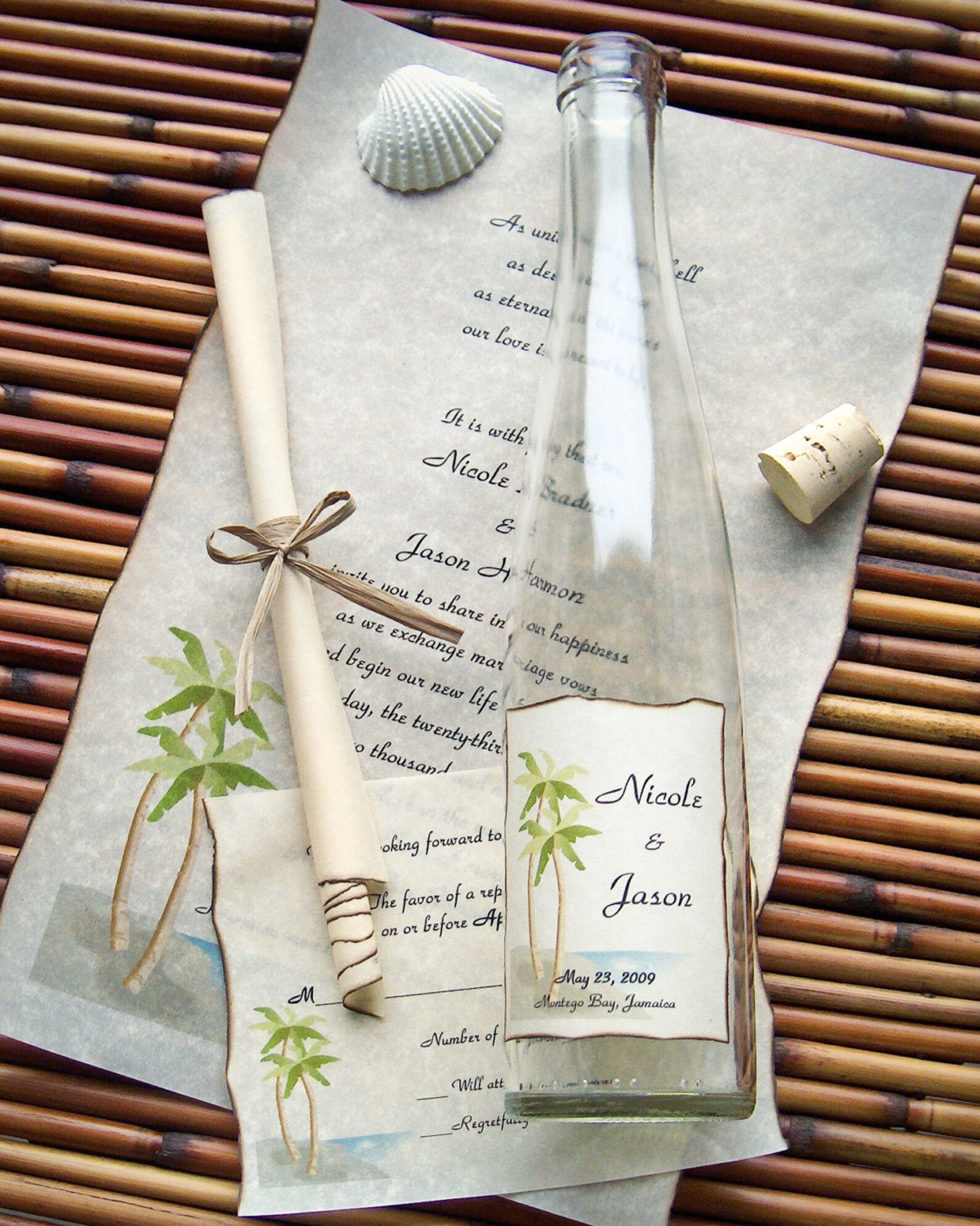 Message in A Bottle Premiere Wedding Invitation Sample Paradise Etsy