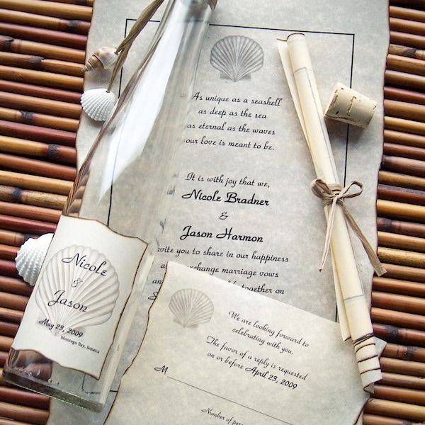 Personalized Message In A Bottle Premiere Wedding Invitation Sample