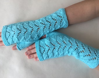 100 % COTON. Mitaines, mitaines, mitaines de couleur TURQUOISE clair. Convient aux VÉGANS. Fait main.