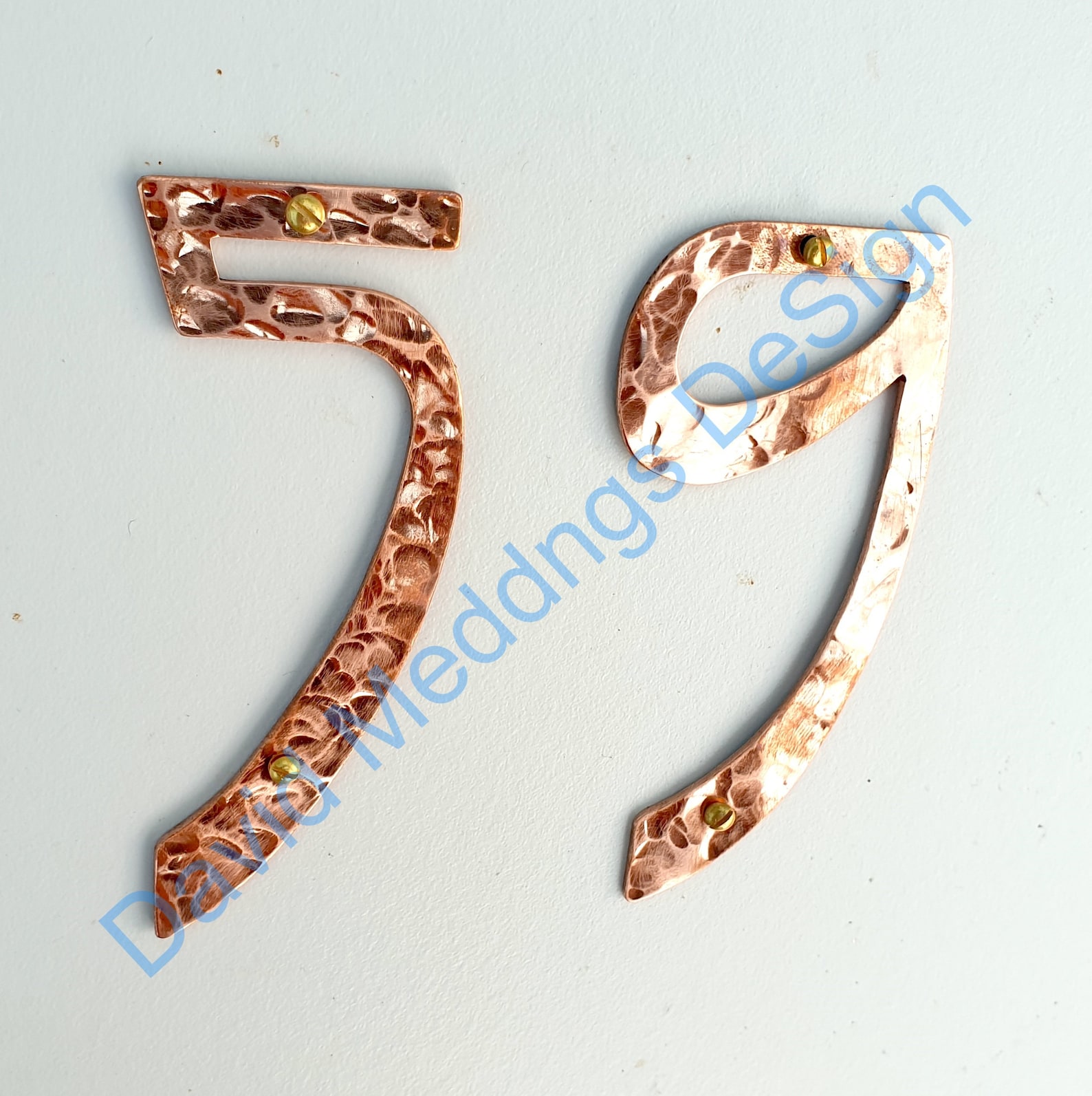 Art Nouveau Style Copper Numbers Hammered, Polished, Brushed or Green ...