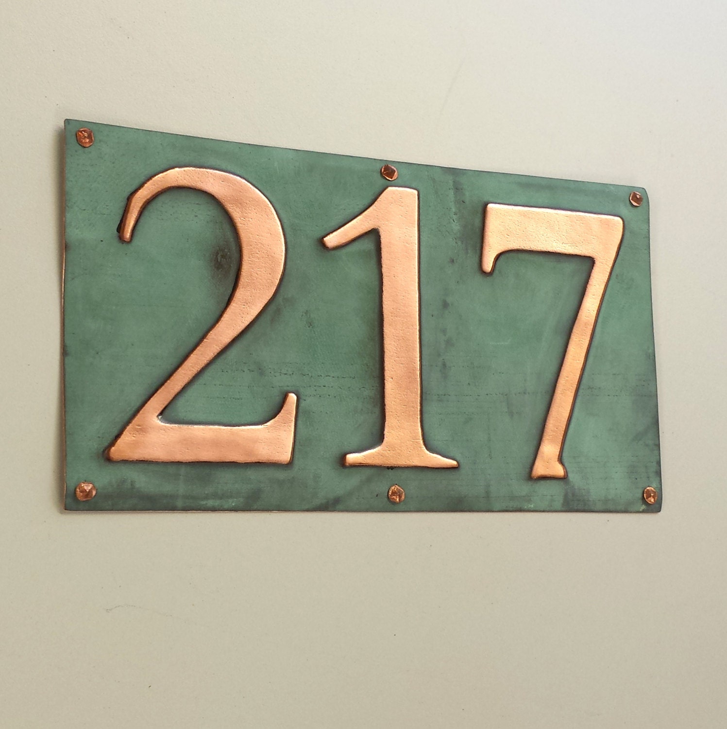 House Sign number plaque in Copper polished and laquered, 3x nos. 3