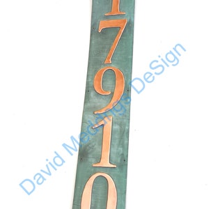 Traditional Arts Crafts green or hammered copper House sign 5x 3/75mm or 4/100mm in high in Garamond hug image 3