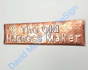 Small patinated or hammered Copper name door tree memorial sign plaque 1" high Antigoni hgnv
