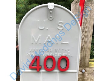 Coloured House mailbox numbers Modern contemporary standoff floating  4"/100mm high in Antigoni font