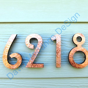 Mission Mackintosh style floating numbers in copper 3"/75mm or 4"/100mm high Polished, patinated, hammered or brushed thpbgs