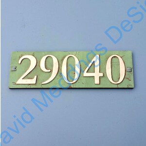 Boho outdoor decor Copper House address plaque with plywood back 5x nos. 3"/75mm or 4"/100 mm Garamond hg