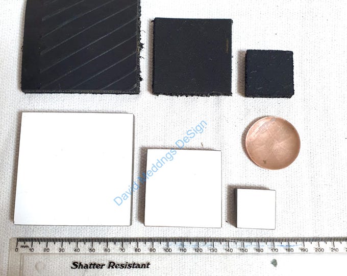 Die forming silhouette resin squares plus rubber tyre pads in 3x sizes