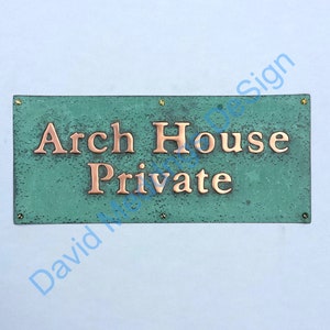 Small copper Mission Mackintosh Gate door name Sign address plaque up to 44 letters of your choice in 1 high hgs image 5