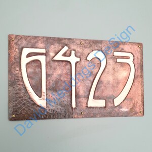 Art Nouveau wall sign metal Copper address Plaque numbers 1 6x nos 3/75mm or 4/100mm high hg image 4