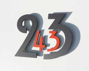 Coloured Floating House numbers Architectural style in Mission Mackintosh style 6"/150mm high s