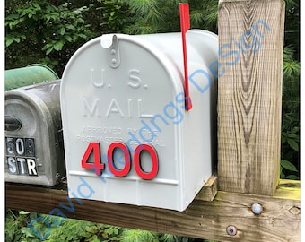 Coloured Mailbox House numbers Modern contemporary 3"/75mm high in Antigoni font t