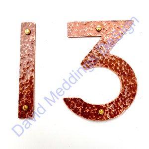 Traditional Style Copper Numbers Polished, Hammered, Brushed or ...