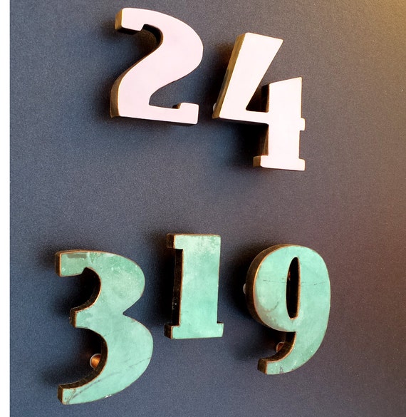 Art Deco 4 high copper faced floating House numbers Etsy