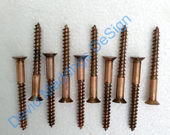 Silicon bronze slotted csk. wood screws - 10 off size 16 x 2  5/8"/69mm workshop destash