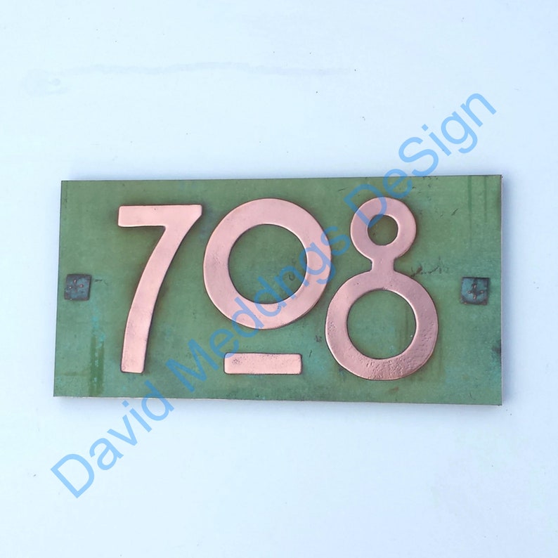 Arts and Crafts Mission Mackintosh copper plaque with plywood back 3x nos 3/75mm or 4/100mm high hgs Horizontal/Patinated